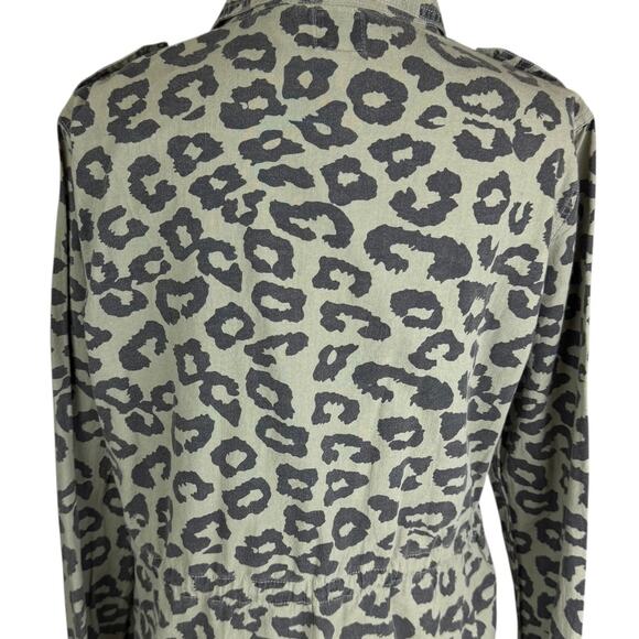 Ellison NWT Sage Green Leopard Longline Oversized Utility Lightweight Jacket - Picture 7 of 14